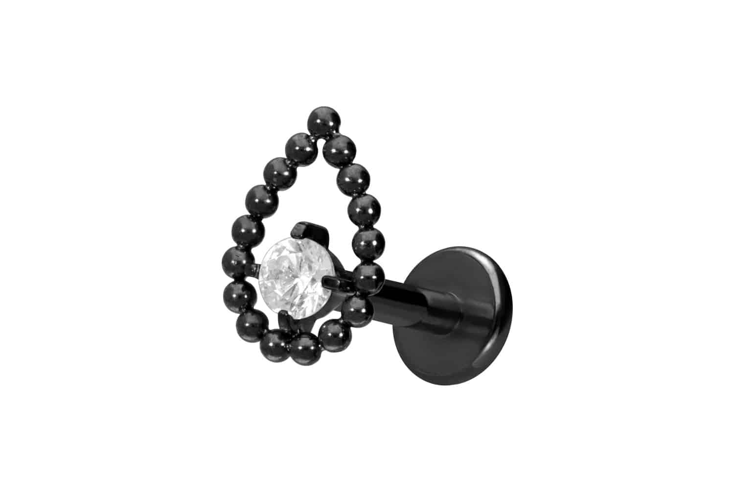 Titan Labret Piercing mit Innengewinde TROPFEN + KRISTALL